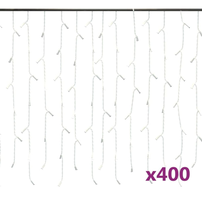 Led Curtain Icicle Lights 10m 400 Cold White 8 Function