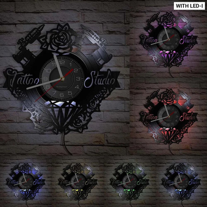 Custom Tattoo Studio Vinyl Record Wall Clock
