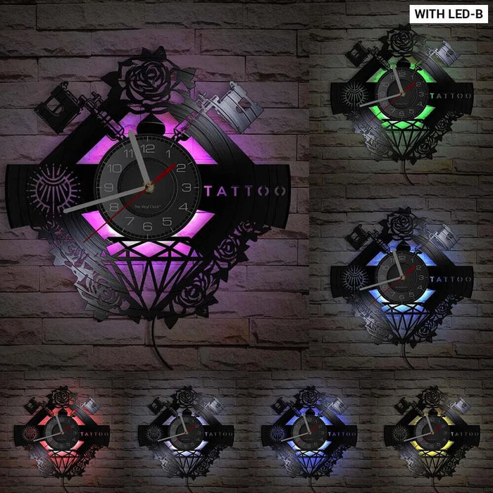 Custom Tattoo Studio Vinyl Record Wall Clock