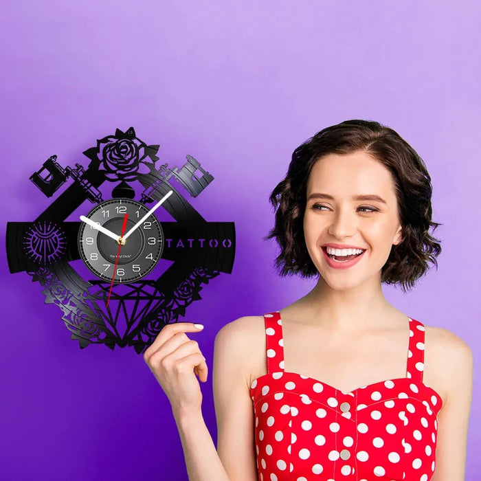 Custom Tattoo Studio Vinyl Record Wall Clock