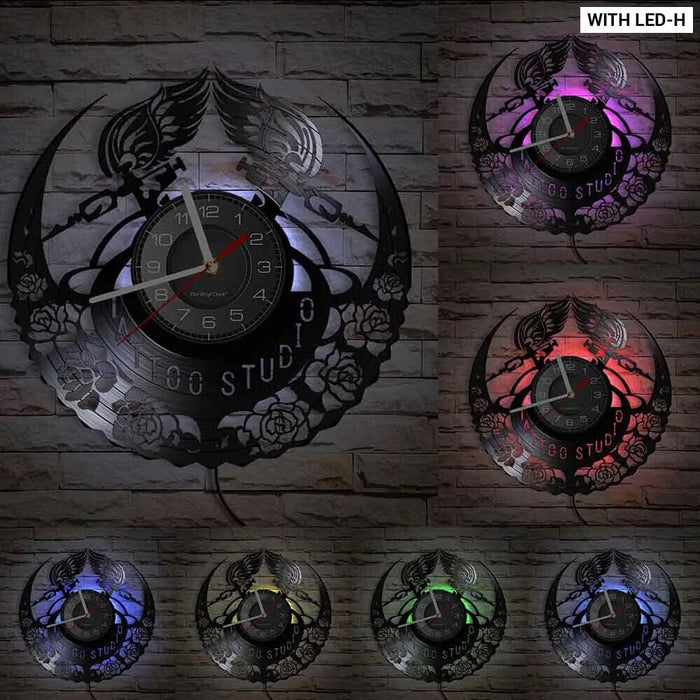 Custom Tattoo Studio Vinyl Record Wall Clock