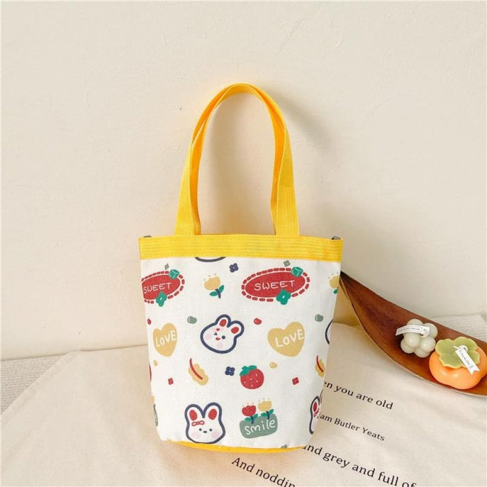 Cute Cartoon Canvas Graffiti Bento Bag Parent Child Handbag