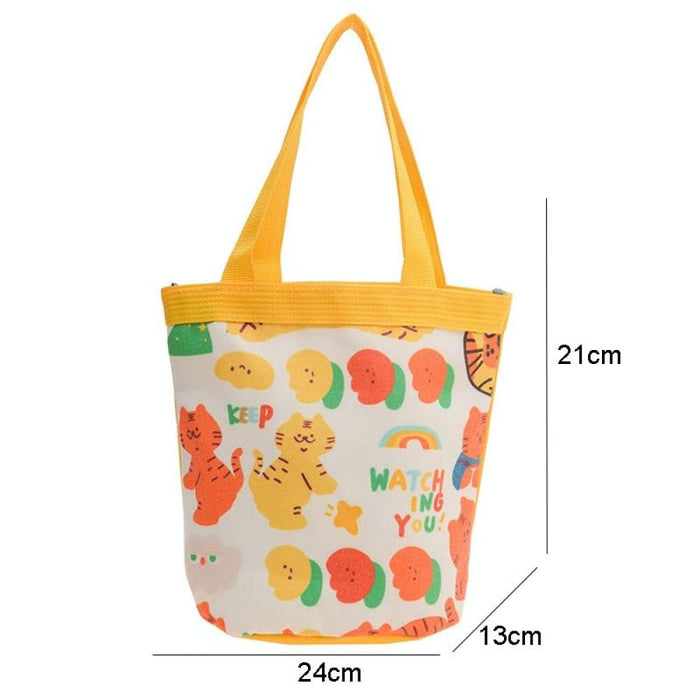 Cute Cartoon Canvas Graffiti Bento Bag Parent Child Handbag