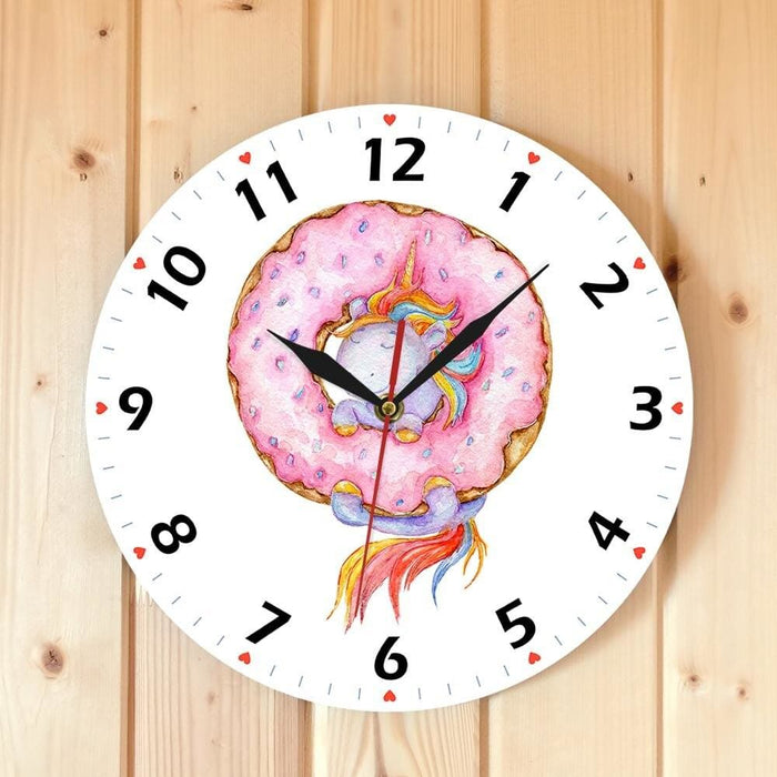 Cute Cartoon Unicorn Modern Wall Clock Watercolour Art
