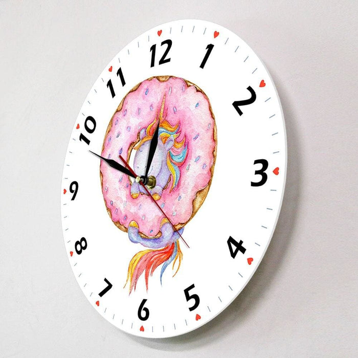 Cute Cartoon Unicorn Modern Wall Clock Watercolour Art