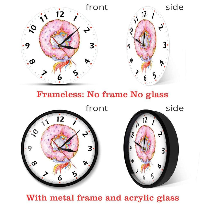 Cute Cartoon Unicorn Modern Wall Clock Watercolour Art