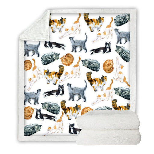 Cute Cats Blanket Cartoon Animal Soft Plush Throw