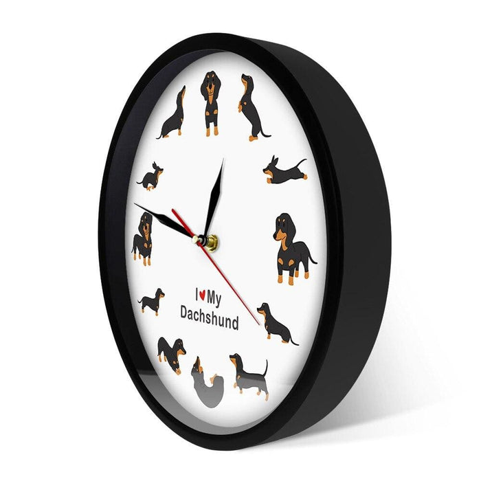 Cute Doxie Cartoon Style Dachshund Wall Clock Dog Breed
