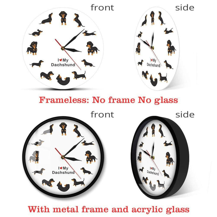 Cute Doxie Cartoon Style Dachshund Wall Clock Dog Breed