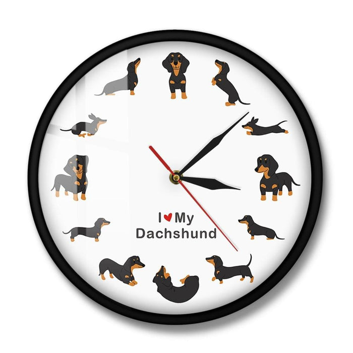 Cute Doxie Cartoon Style Dachshund Wall Clock Dog Breed