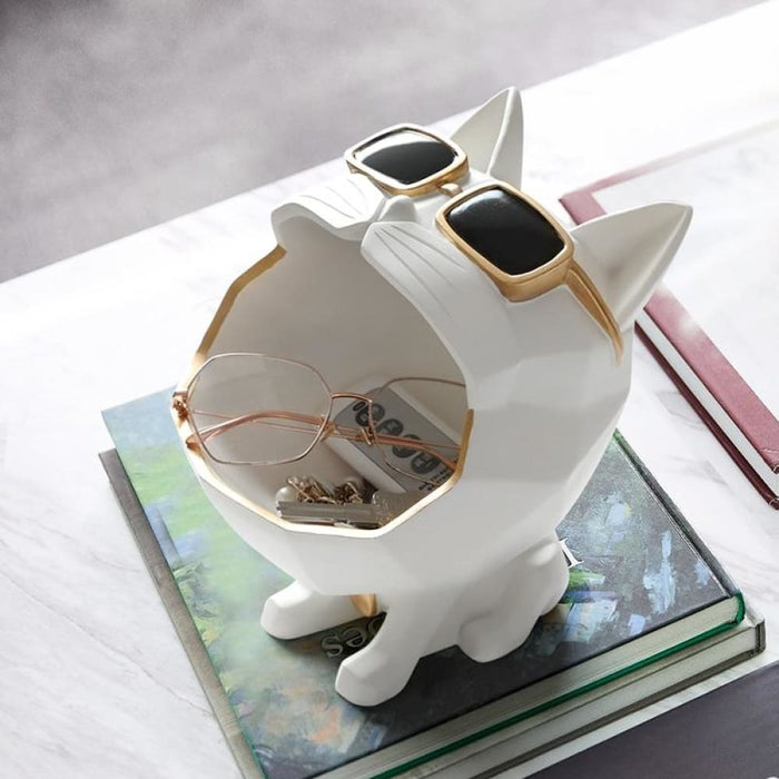 Cute Cat Statue Big Mouth Dog Total Décor Storage Box Resin