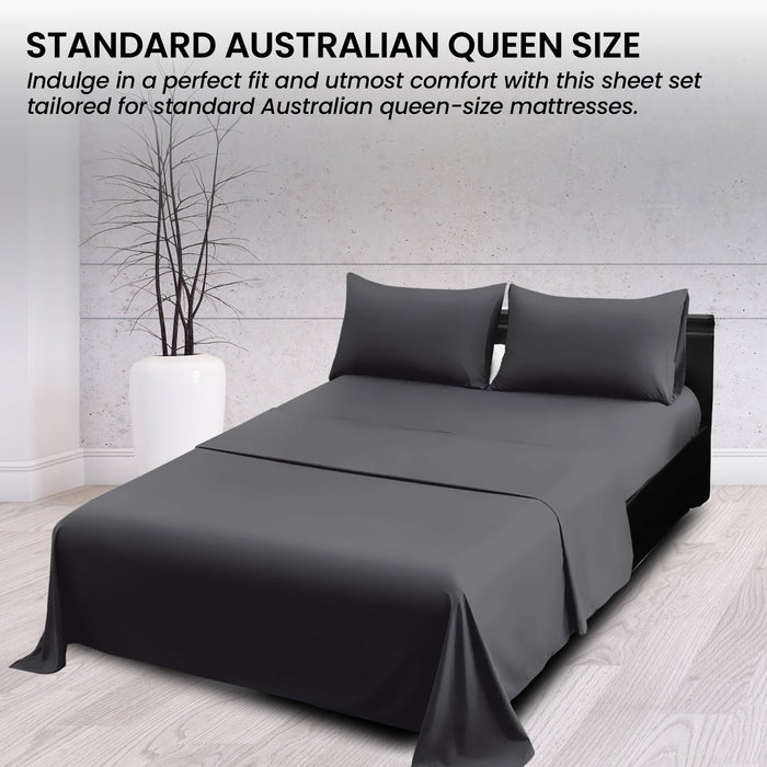 1000 Thread Count Cotton Rich King Bed Sheets 4-Piece Set In Charcoal