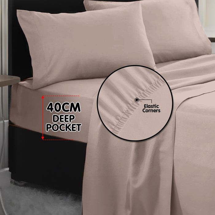 1000 Thread Count Cotton Rich King Bed Sheets 4-Piece Set In Linen