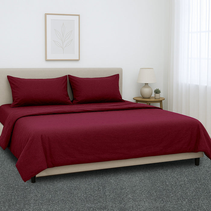 1000 Thread Count Cotton Rich Queen Bed Sheets 4-Piece Set In Burgundy