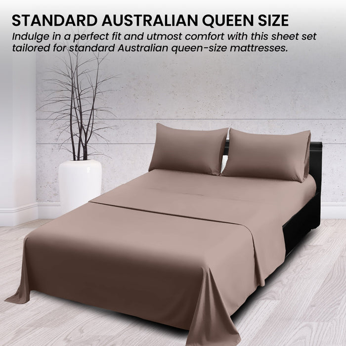 1000 Thread Count Cotton Rich Queen Bed Sheets 4-Piece Set In Linen