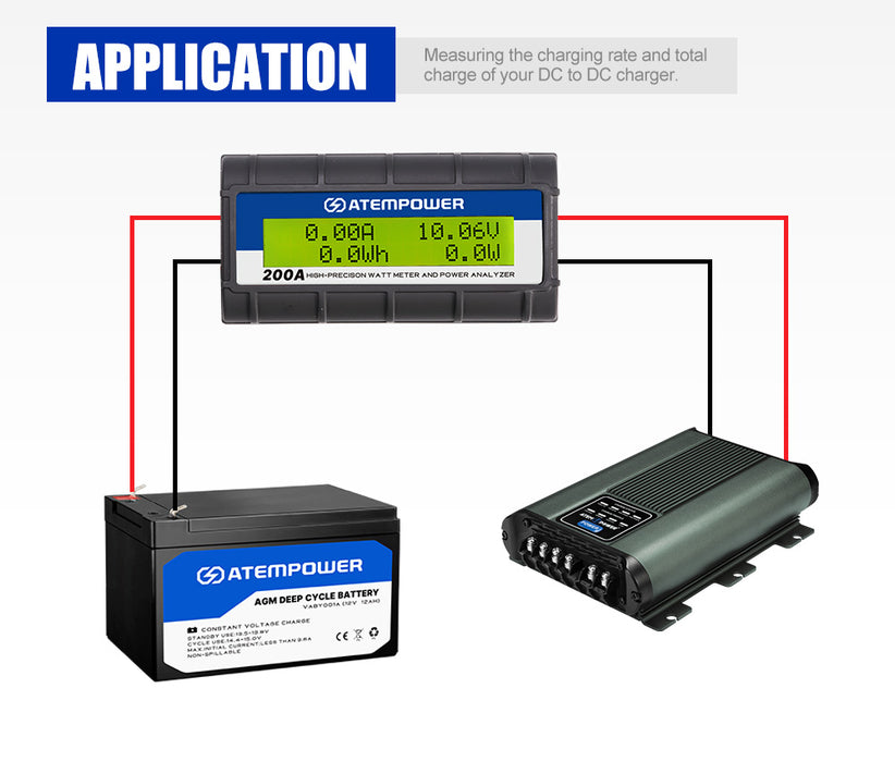 200Amp 12V Digital Volt Watt Meter