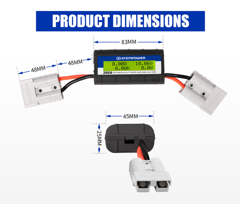 200Amp 12V Digital Volt Watt Meter