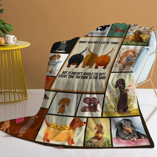 Dachshund Blanket For Dog Lovers Wagging Tails Print