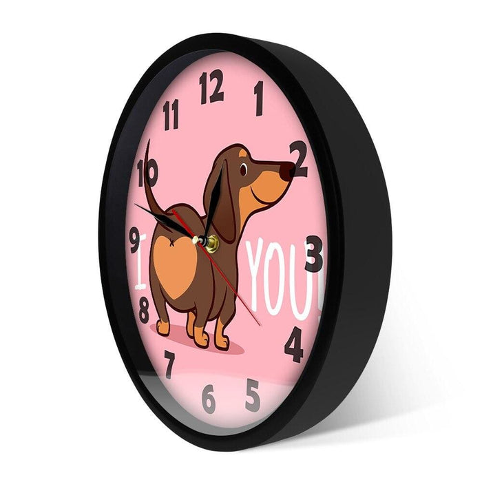 Dachshund Puppy Dog Pink Wall Clock Funny i Love you Heart