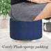Dark Blue Fabric Ottoman Round Wooden Leg Foot Stool