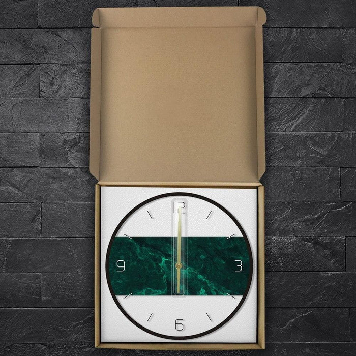 Dark Green Marble Texture Print Modern Nordic Wall Clock