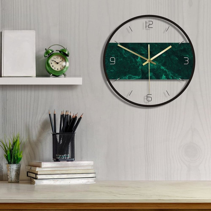 Dark Green Marble Texture Print Modern Nordic Wall Clock