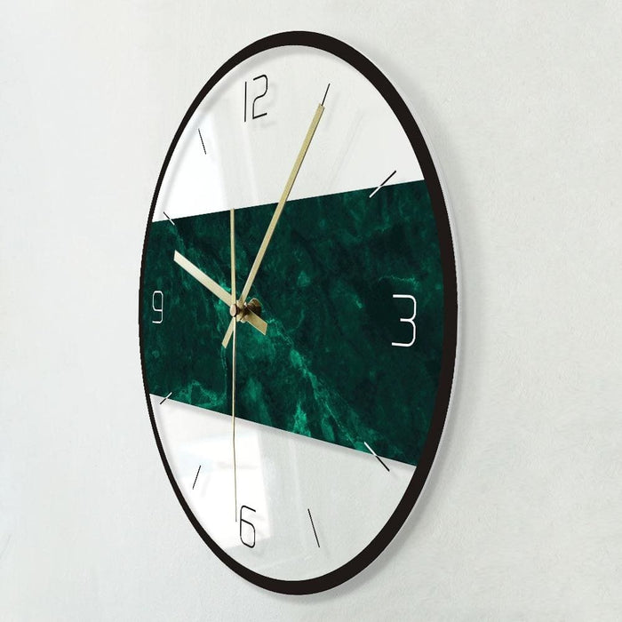 Dark Green Marble Texture Print Modern Nordic Wall Clock