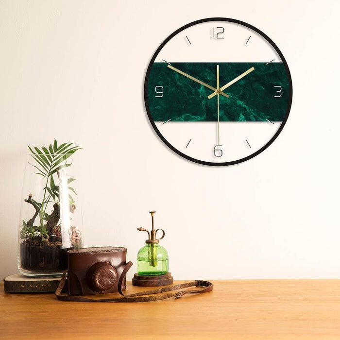 Dark Green Marble Texture Print Modern Nordic Wall Clock