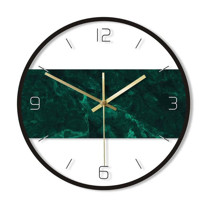 Dark Green Marble Texture Print Modern Nordic Wall Clock