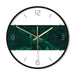 Dark Green Marble Texture Print Modern Nordic Wall Clock