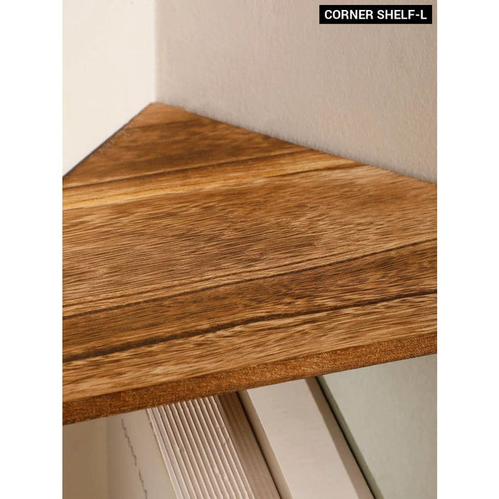 Dark Wood Corner Shelf for Home Display and Storage