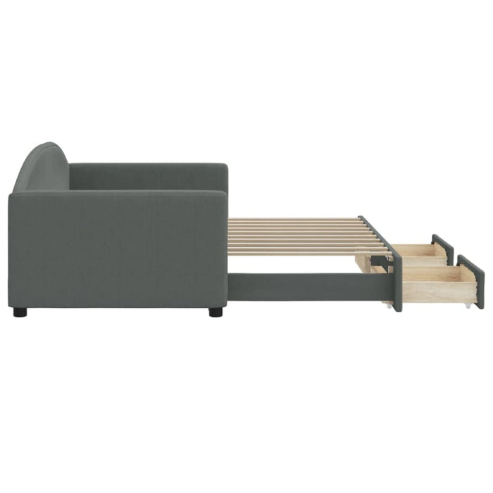 Single Size Daybed with Trundle and Drawers Dark Grey
