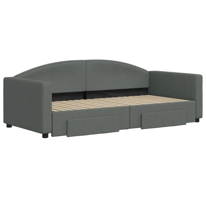 Single Size Daybed with Trundle and Drawers Dark Grey