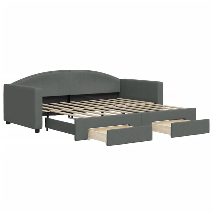 Single Size Daybed with Trundle and Drawers Dark Grey