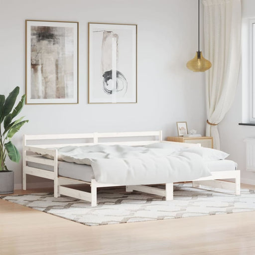 Daybed with Trundle White 92x187 Cm Single Size Solid Wood