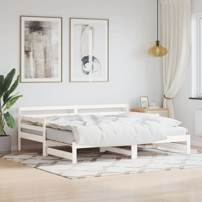 Daybed with Trundle White 92x187 Cm Single Size Solid Wood