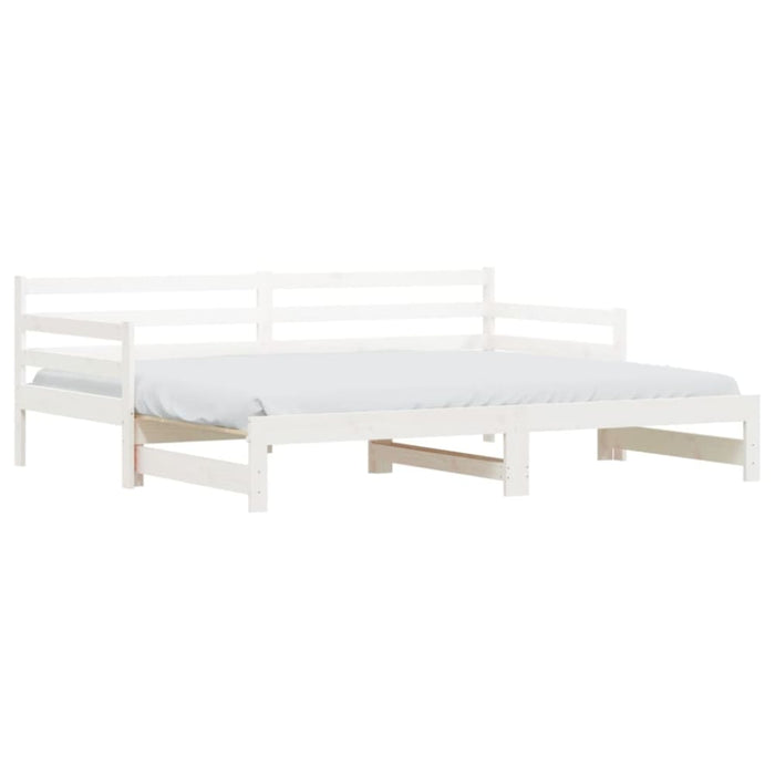 Daybed with Trundle White 92x187 Cm Single Size Solid Wood