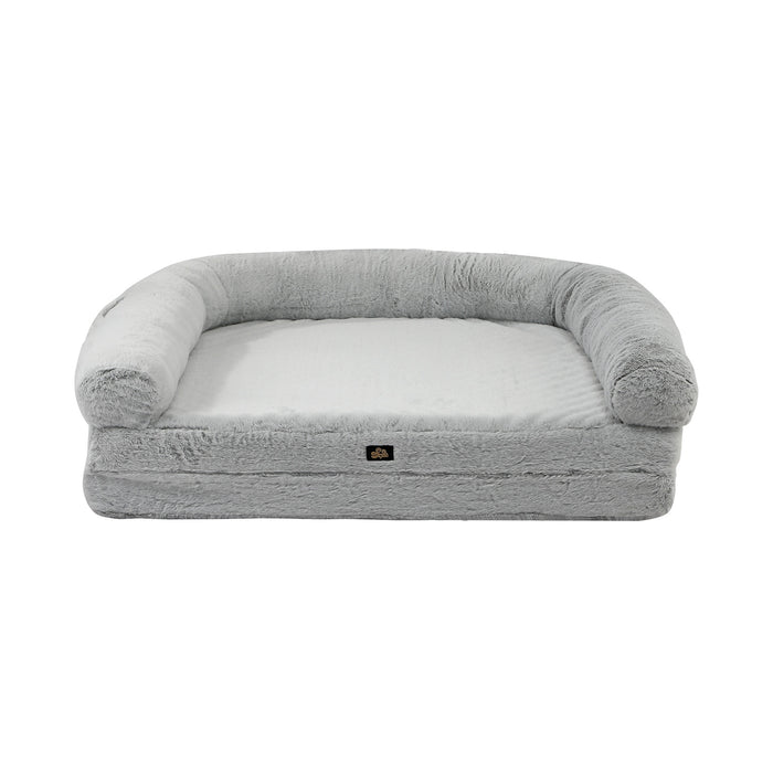 Foldable Human Dog Bed Calming Bed Dog Sofa Beds Removable Washable Grey