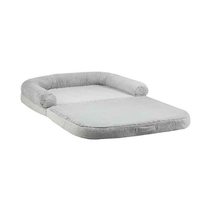 Foldable Human Dog Bed Calming Bed Dog Sofa Beds Removable Washable Grey