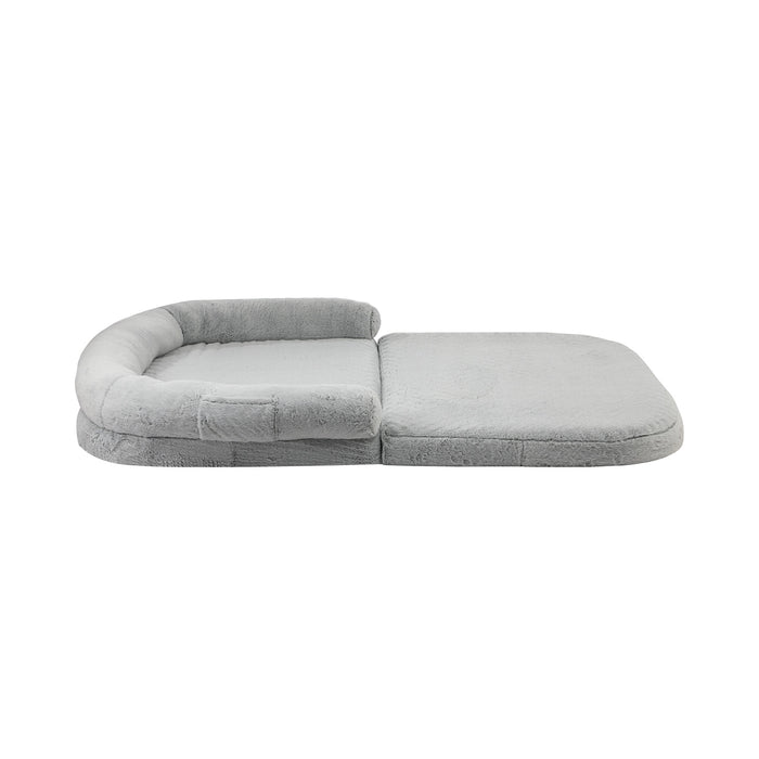 Foldable Human Dog Bed Calming Bed Dog Sofa Beds Removable Washable Grey