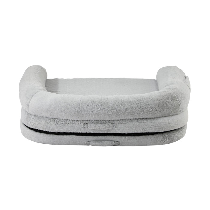 Foldable Human Dog Bed Calming Bed Dog Sofa Beds Removable Washable Grey