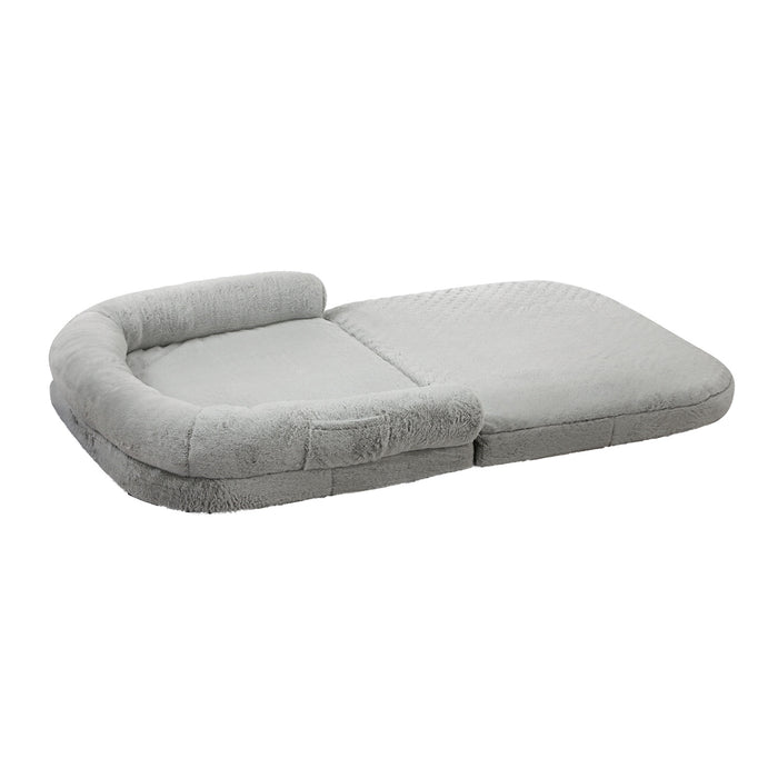 Foldable Human Dog Bed Calming Bed Dog Sofa Beds Removable Washable Grey