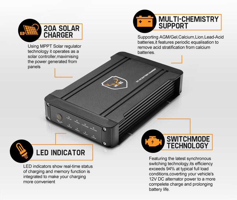 12V 20A Dc To Dc Mppt Battery Charger For Dual Battery System