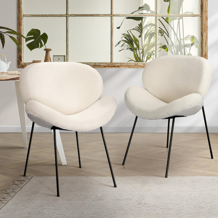 2Pcs Armchair Dining Chair Accent Chairs Tub Armchairs Sherpa White