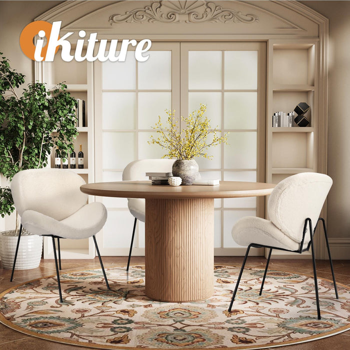 2Pcs Armchair Dining Chair Accent Chairs Tub Armchairs Sherpa White