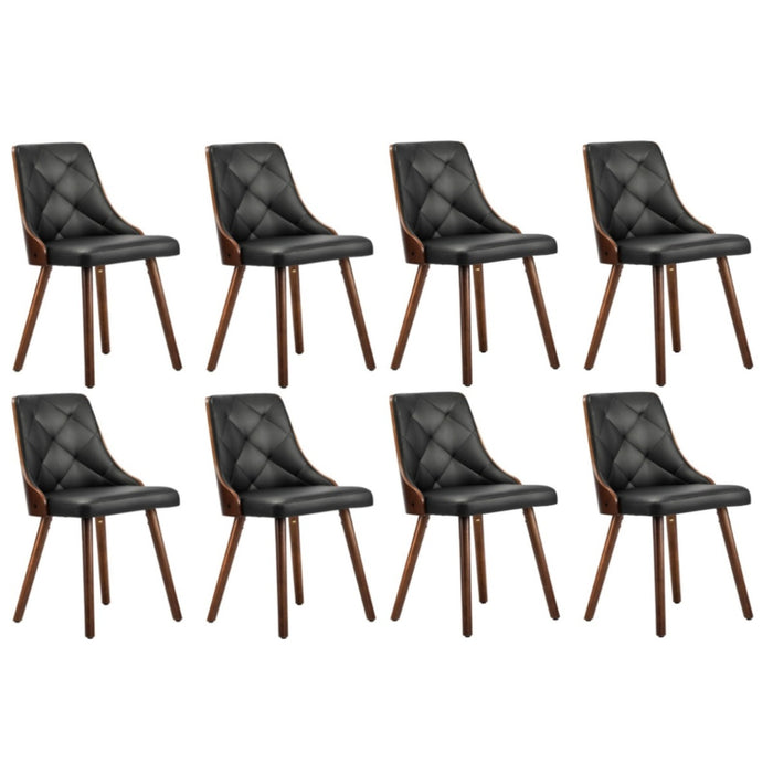 8X Dining Chairs Wooden Chair Kitchen Cafe Faux Leather Padded Black