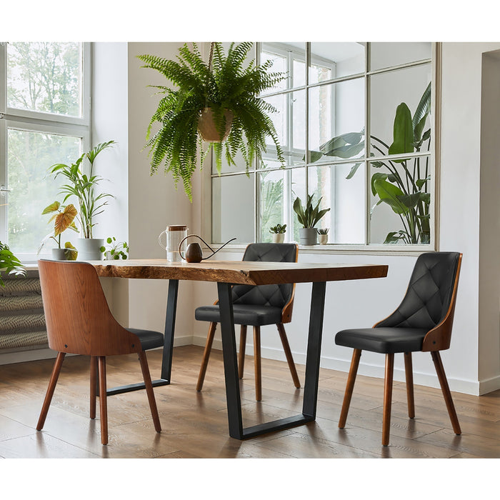 8X Dining Chairs Wooden Chair Kitchen Cafe Faux Leather Padded Black