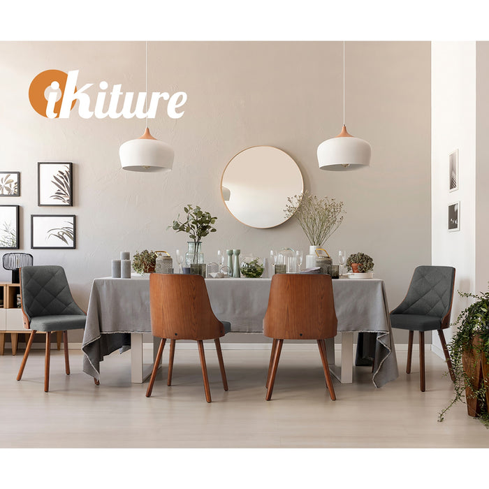 Dining Chairs Wooden Chair Kitchen Cafe Faux Linen Leather Padded Seat