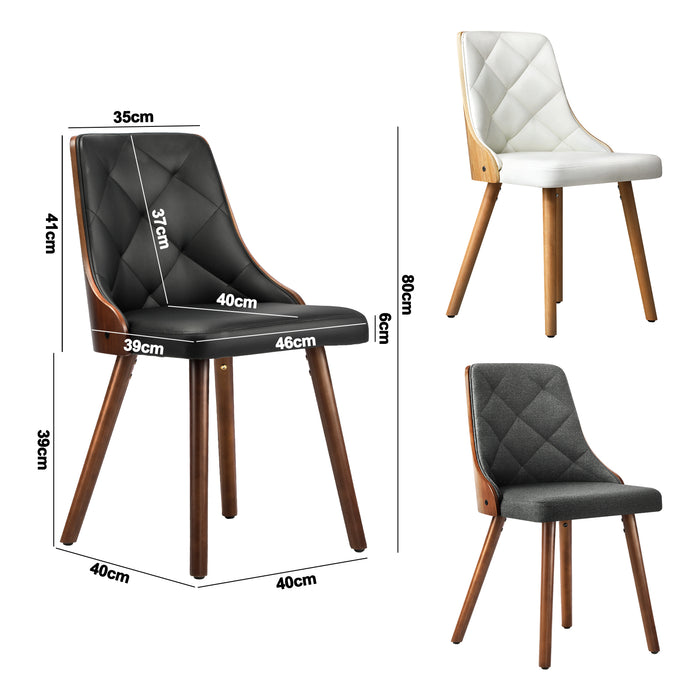 Dining Chairs Wooden Chair Kitchen Cafe Faux Linen Leather Padded Seat