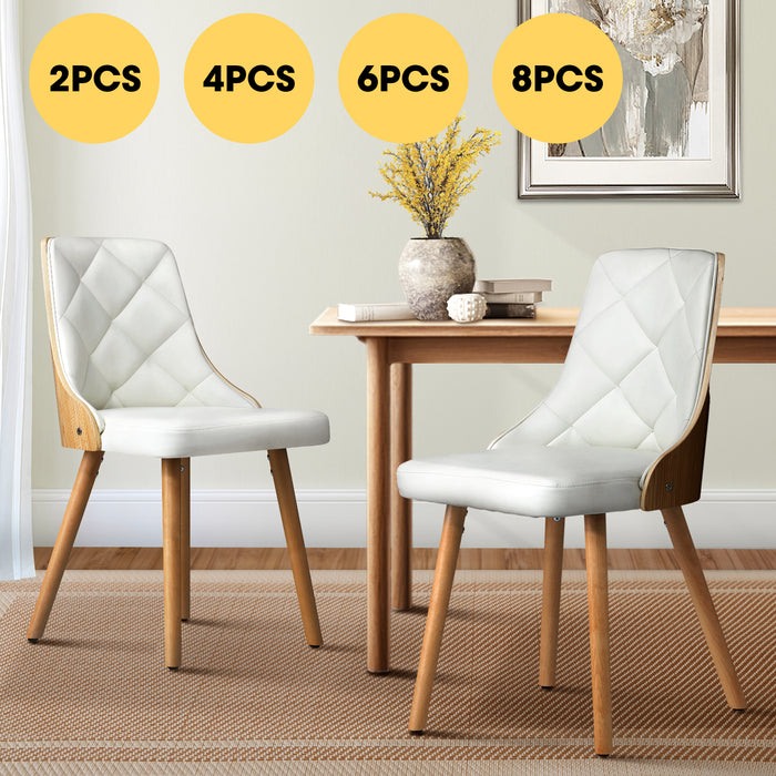 Dining Chairs Wooden Kitchen Chair Cafe Faux Pu Leather Padded Seat